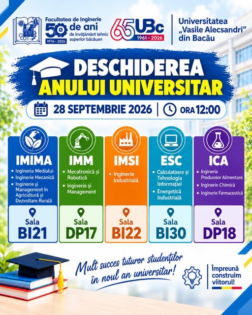 Deschiderea anului universitar 2026-2027 la Facultatea de Inginerie